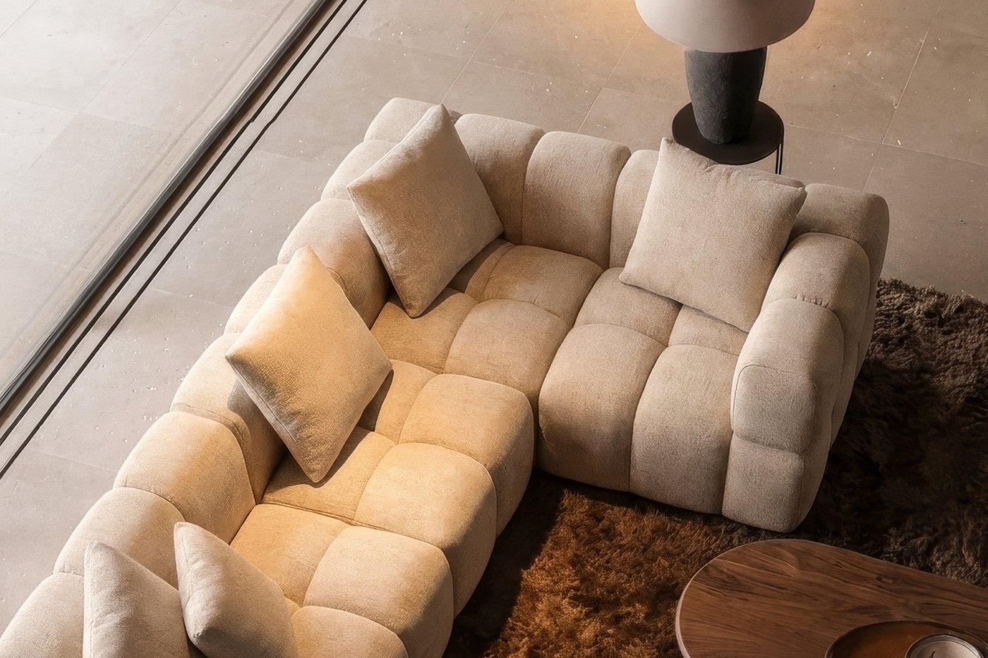 Oslo corner sofa seen from above in a room